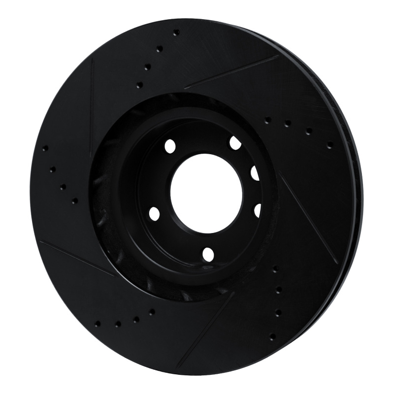 Porsche Cayenne Brake Rotor (1) - Left Front - R1 Concepts - Drilled & Slotted - Black - `11-`18